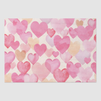 Papier Mousseline Watercolor Hearts