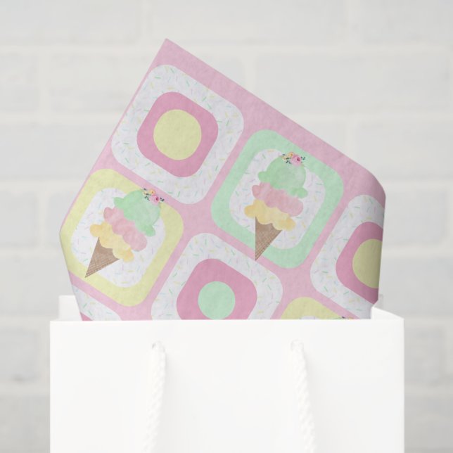 Papier Mousseline Watercolor Ice Cream Party (Sac cadeau)