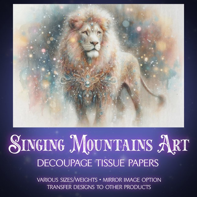 Papier Mousseline Watercolor Lion Christian Faith Art Decoupage (Créateur téléchargé)