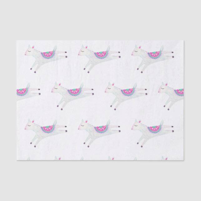 Papier Mousseline Watercolor Llama Anniversaire de enfant Party (Recto)
