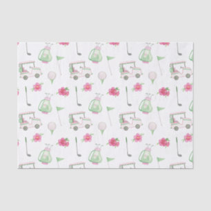 Papier Mousseline Watercolor Pink & Green Golf Cart