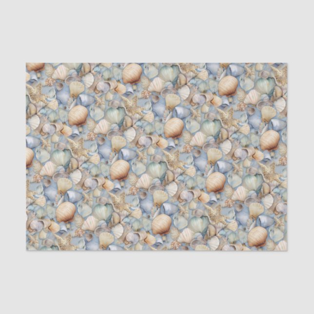 Papier Mousseline Watercolor Seashells (Recto)