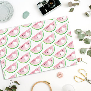 Papier Mousseline Watercolor Watermelon Heart Motif