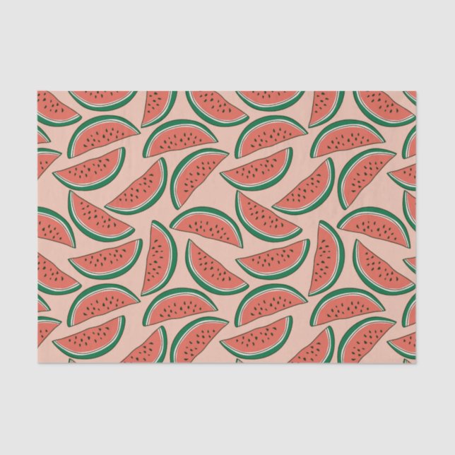 Papier Mousseline Watermelon Colorful Pink Vert Été Tropical  (Recto)