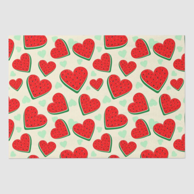 Papier Mousseline Watermelon Heart Valentine's Day Free Palestine (Recto)