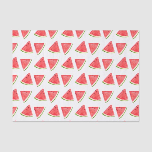 Papier Mousseline Watermelon Rouge aquarelle de fruit Motif alimenta (Recto)