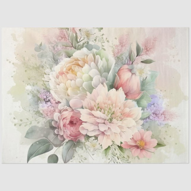 Papier Mousseline Wedding shower Peonies blanches roses (Recto)
