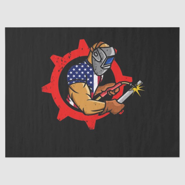 Papier Mousseline Welder American Flag USA Patriotic Welder Cadeau (Recto)