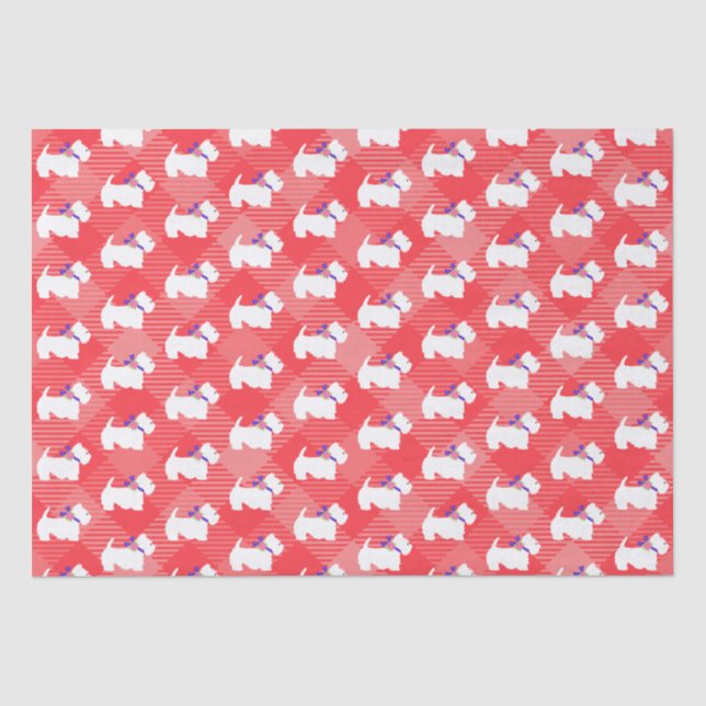 Papier Mousseline West Highland White Terrier Red Plaid (Recto)