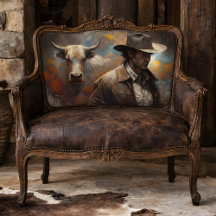 Western Cowboy and Longhorn Art Decoupage
