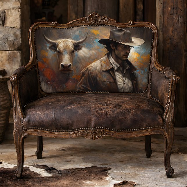 Papier Mousseline Western Cowboy and Longhorn Art Decoupage (Western Cowboy and Longhorn Art Decoupage Tissue Paper Mockup)
