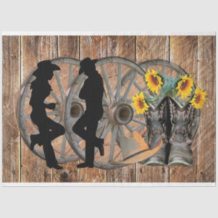 Papier Mousseline Western Cowboy Boots Casquette Sunflower Wagon Whe