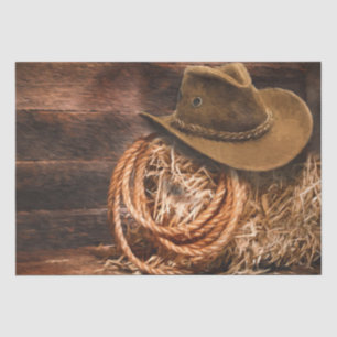 Papier Mousseline Western Cowboy Casquette Barn Hay 20x15 Découpage
