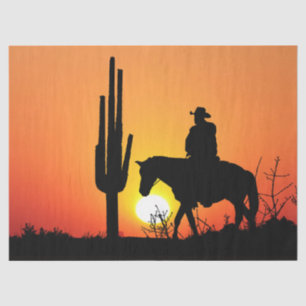 Papier Mousseline Western Cowboy Desert Sunset 13 Découpage