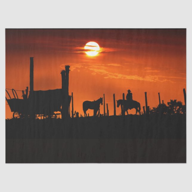 Papier Mousseline Western Cowboy Desert Sunset 14 Découpage (Recto)