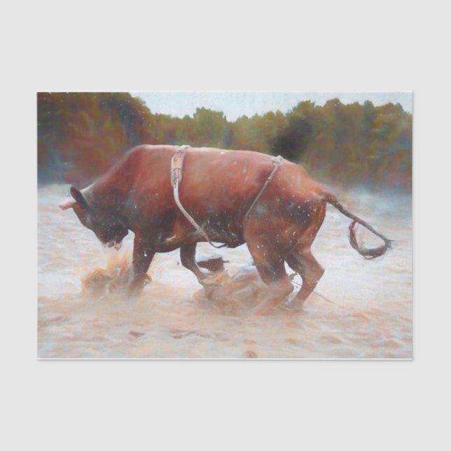 Papier Mousseline Western Rodeo Bull Pays Rustique (Recto)