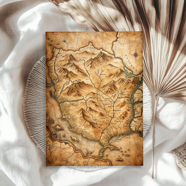 Papier Mousseline Western sauvage ouest ancienne carte au trésor aqu (Western wild west old treasure map watercolor tissue paper)