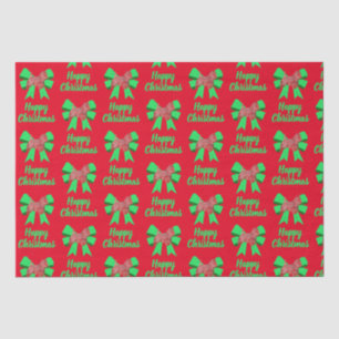 Papier Mousseline Westie Silhouette Rouge Chien de Noël & Bow Vert