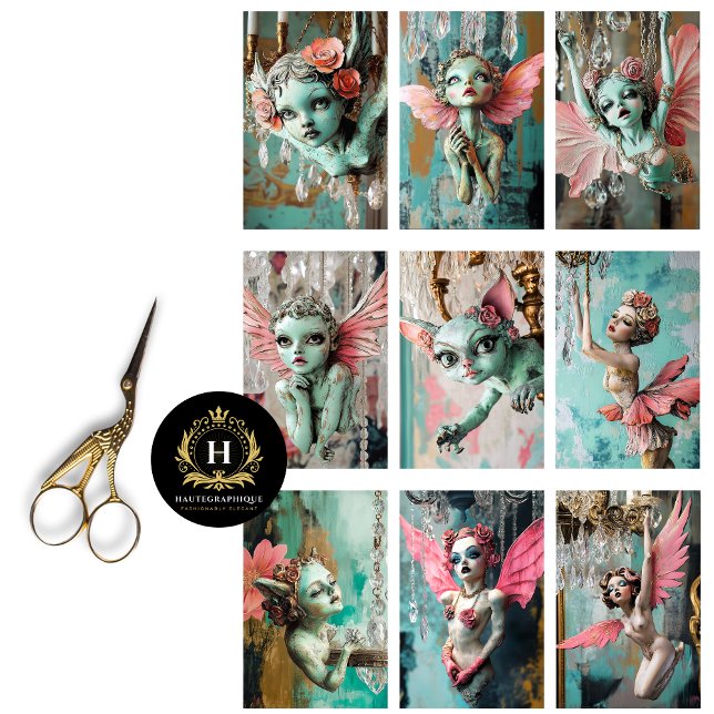 Papier Mousseline Whimisic Gothique Fairy Junk Journal Découpage (Créateur téléchargé)