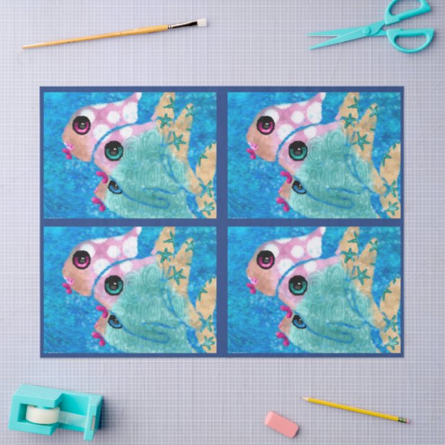 Papier Mousseline Whimsical Abstract Fish Nautical Coastal Decoupage (Artisanat)