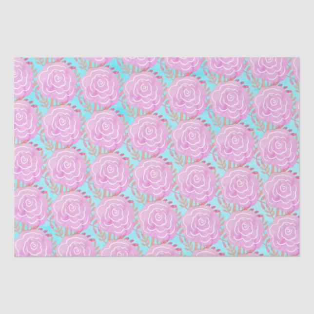 Papier Mousseline Whimsical Bold Roses colorés (Recto)