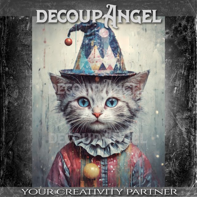 Papier Mousseline Whimsical Cat Decoupage (Créateur téléchargé)