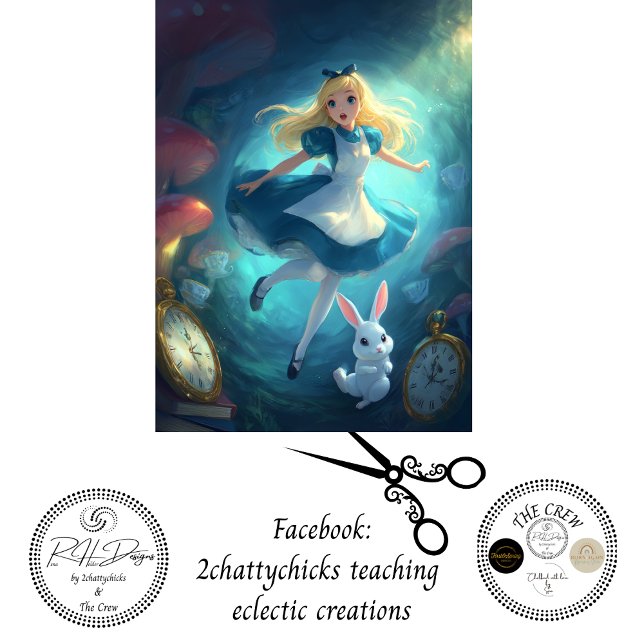 Papier Mousseline Whimsical Fantasy Girl Falling Through Time (Créateur téléchargé)