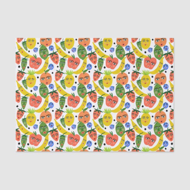 Papier Mousseline Whimsical Funny Motif de salade de fruits (Recto)