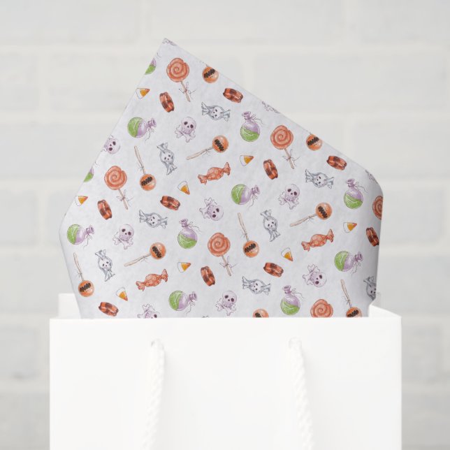 Papier Mousseline Whimsical Halloween bonbons et crânes Motif (Sac cadeau)