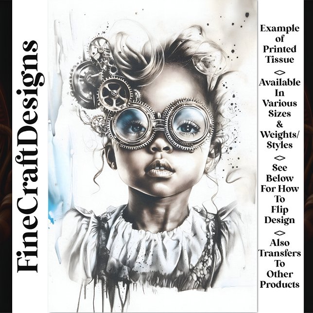 Papier Mousseline Whimsical Monochrome Girl dans lunettes W7 Découpa (Créateur téléchargé)