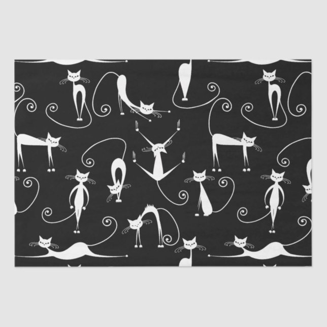 Papier Mousseline Whimsical Motif de chat blanc maigre (Recto)