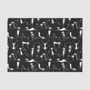 Papier Mousseline Whimsical Motif de chat blanc maigre