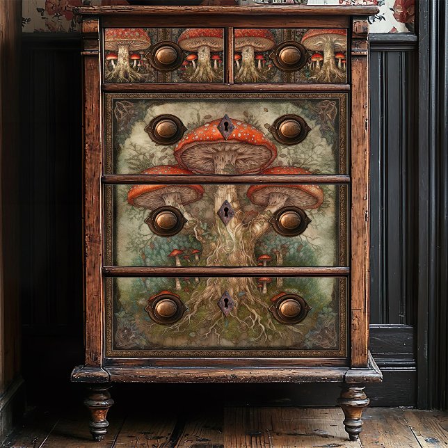 Papier Mousseline Whimsical Red Champhroom Nature Folk Art Crafting (Créateur téléchargé)