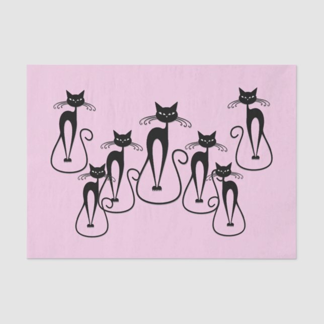 Papier Mousseline Whimsical Skinny Chat noir rose (Recto)