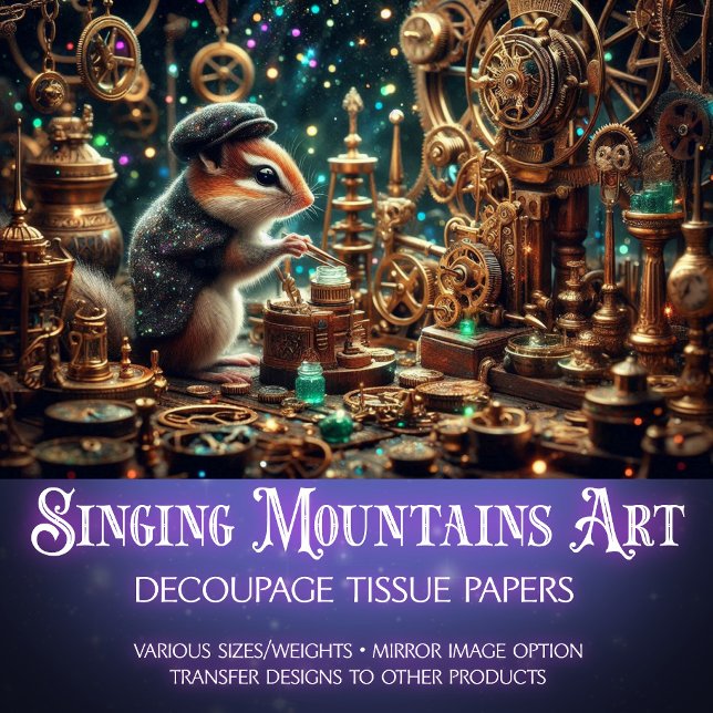 Papier Mousseline Whimsical Steampunk Victorian Chipmunk Decoupage (Créateur téléchargé)