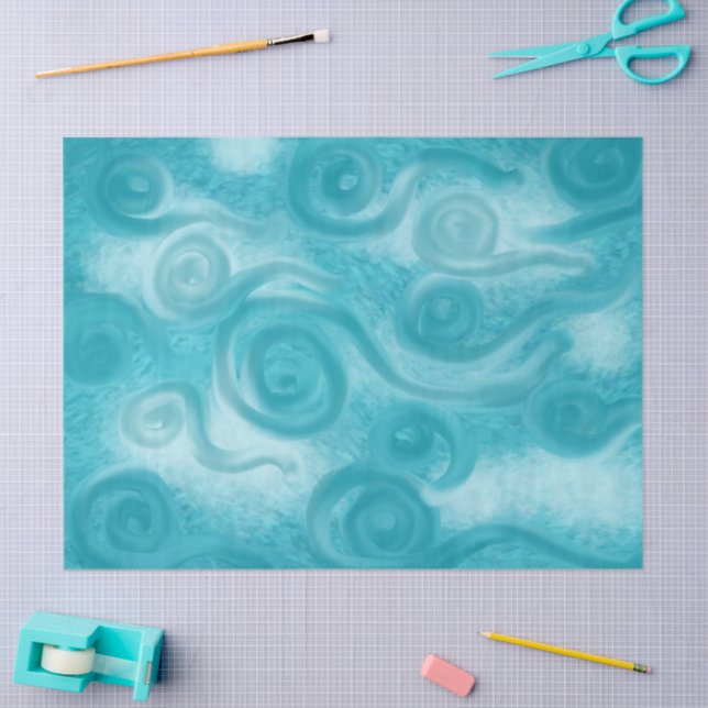 Papier Mousseline Whimsical Swirly Sky Blue Pattern Decoupage (Artisanat)