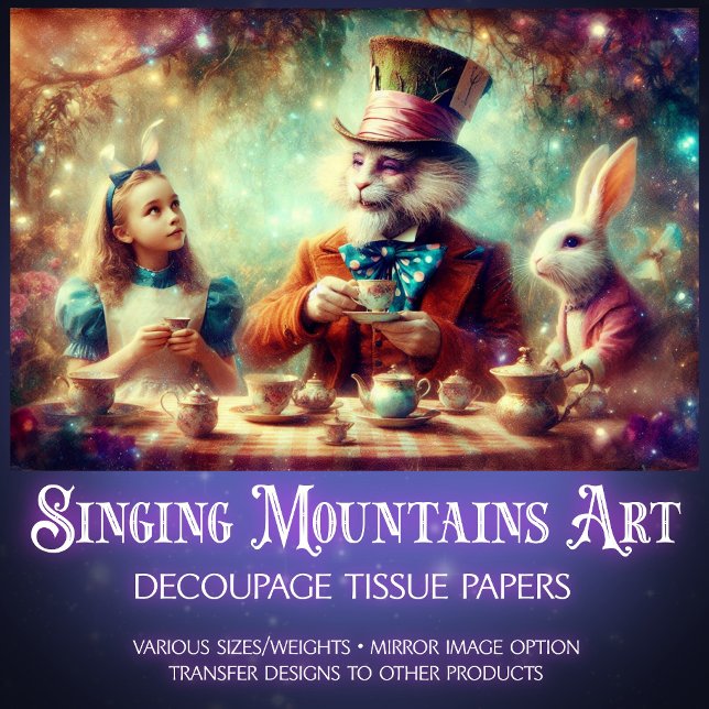Papier Mousseline Whimsical Teatime In Wonderland Decoupage (Créateur téléchargé)