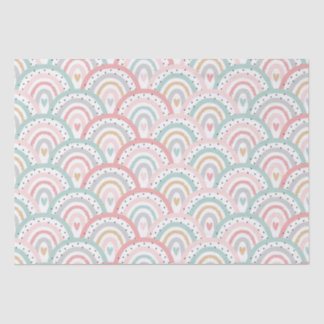 Papier Mousseline Whimsical White Rainbows and Hearts Pastel