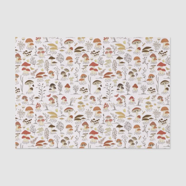Papier Mousseline Whimsical Woodland Champhrooms Motif (Recto)