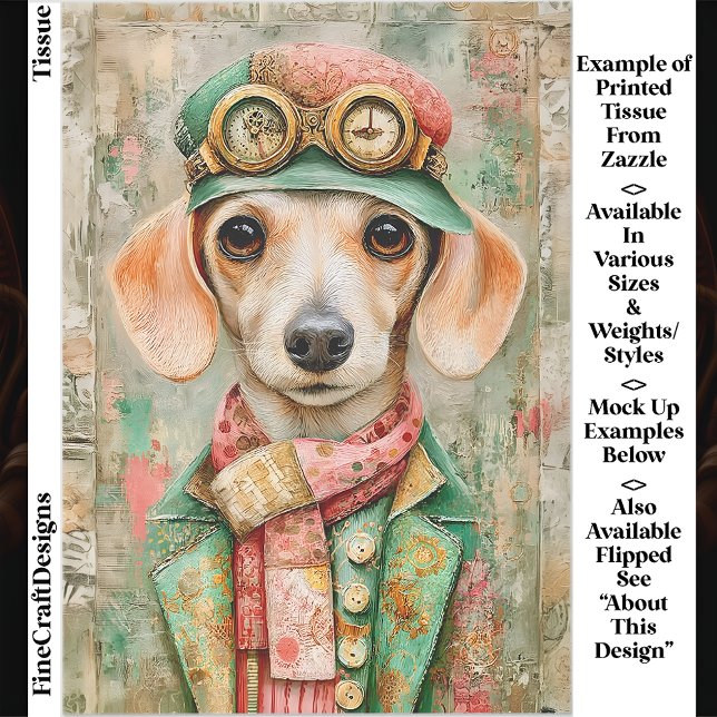 Papier Mousseline Whimsstel Pastel habillé Dachshund EB4L Découpage (Créateur téléchargé)