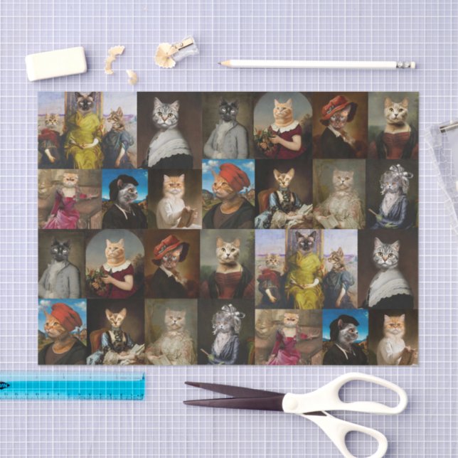 Papier Mousseline Whimsy Cats Portrait Collection Decoupage (Artisanat)
