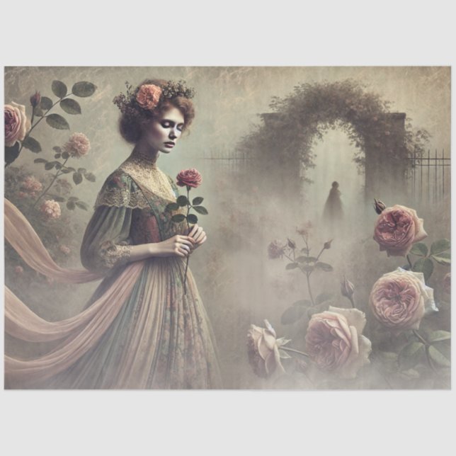 Papier Mousseline Whispers by the Rose Gate (Recto)