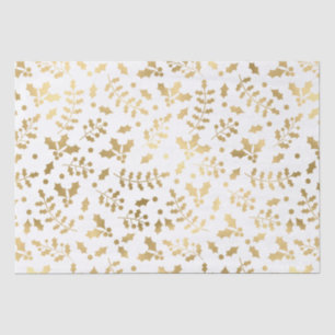 Papier Mousseline White and Gold Foil Christmas Holly