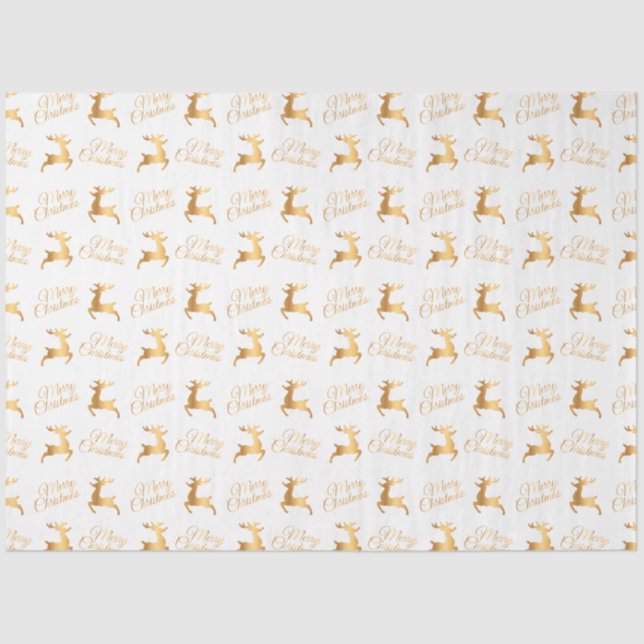 Papier Mousseline White and Gold Merry Christmas Word Art (Recto)