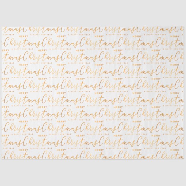 Papier Mousseline White and Gold Merry Christmas Word Art (Recto)