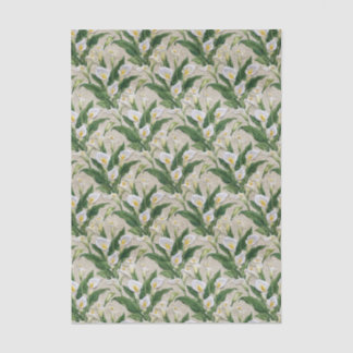 Papier Mousseline White Calla Lily Embroidery Floral Pattern