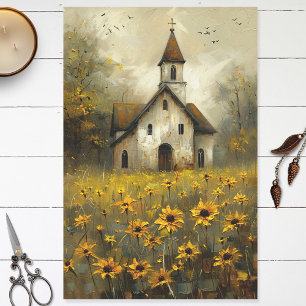 Papier Mousseline White Church Jaune Fleurs sauvages Russe Découpage