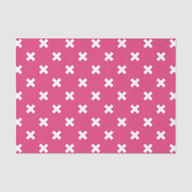 Papier Mousseline White cross stitches on fuchsia (Recto)
