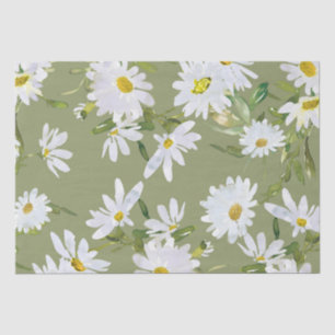 Papier Mousseline White Daisy Baby shower Pastel jardin vert