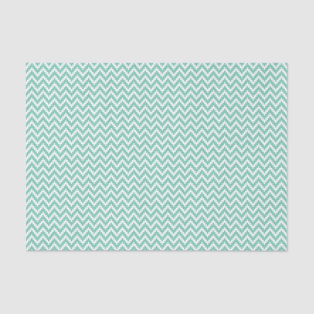 Papier Mousseline White Ikat Chevron sur Mint Arrière - plan (Recto)